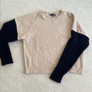 Beige and Black Color block Sweater